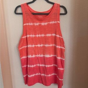 Time and Tru Pink and White Sleeveless Relaxed Tank Top